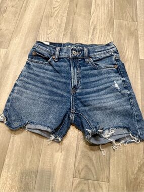 American Eagle Outfitters Medium Blue Distressed Denim Cutoff Shorts